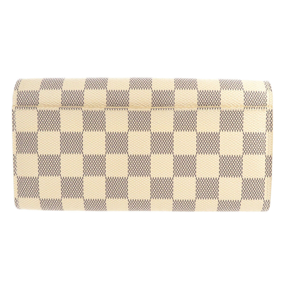 Louis Vuitton Canvas White Portefeuille Damier Wallet Long Azur Sarah
